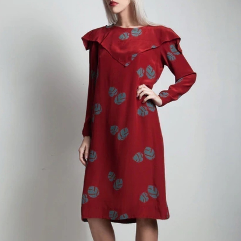 Vintage 80s silk cape dress
